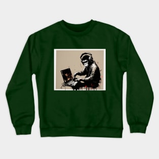 Illustration of BANKSY DJ Monkey Thinker Crewneck Sweatshirt